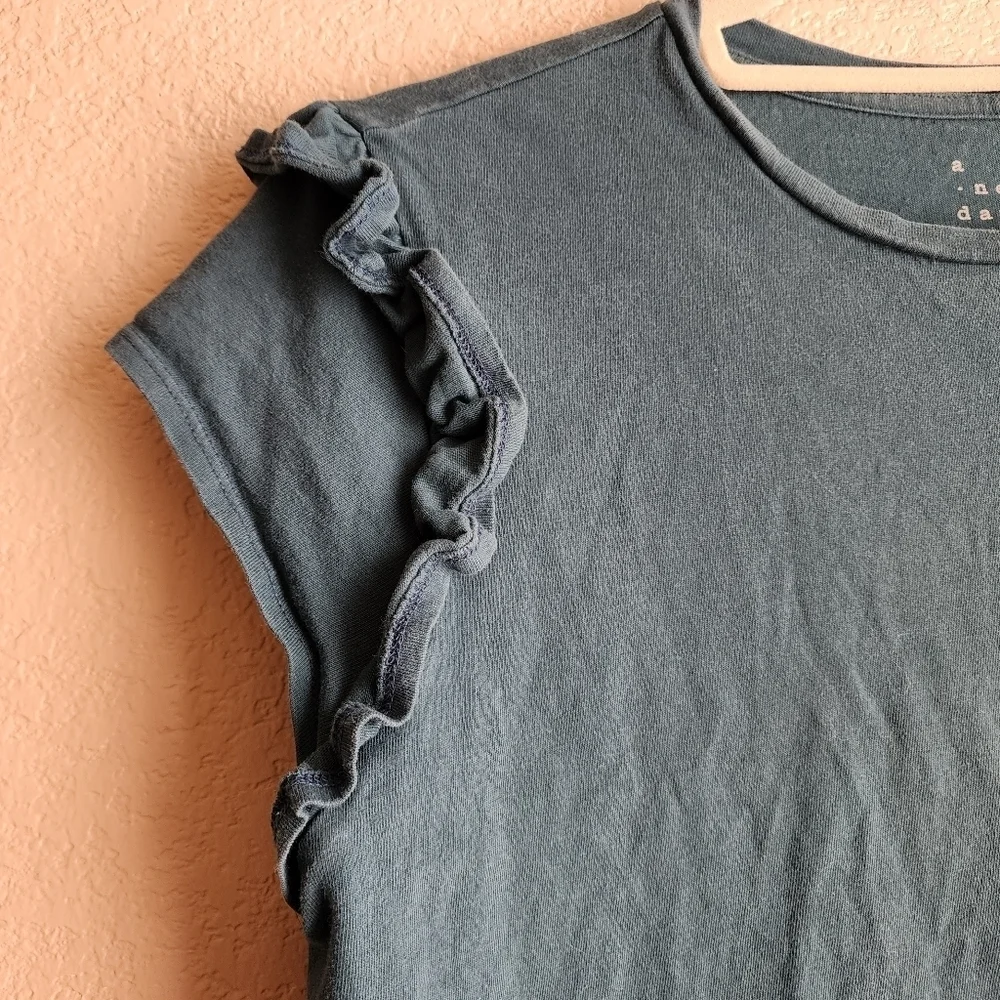 A New Day green ruffle detail short sleeve Shirt Size M